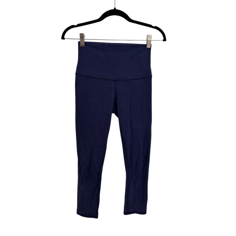 Lululemon Leggings Womens Size 4 Wunder Under Crop Heathered Navy Roll Down
